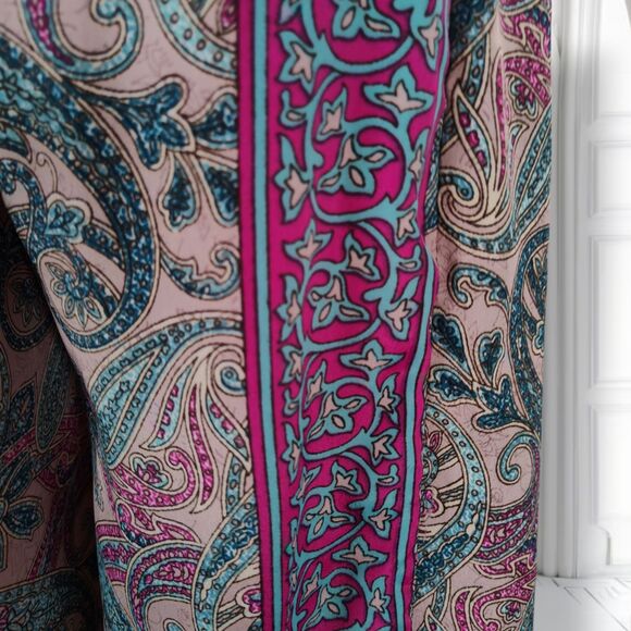 Karma Highway Palazzo Wide Leg Pants One Size Smocked Waist Boho Paisley Viscose - Picture 8 of 14